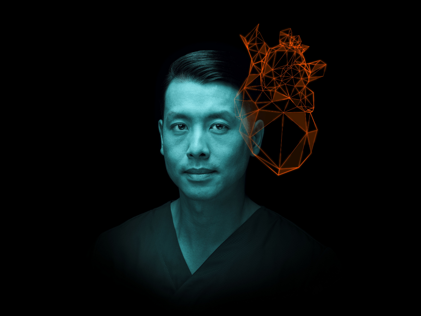 Siemens Healthineers key visual depicting a doctor with a beating heart overlay