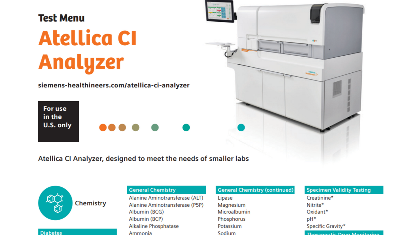Atellica CI Assay Menu screenshot