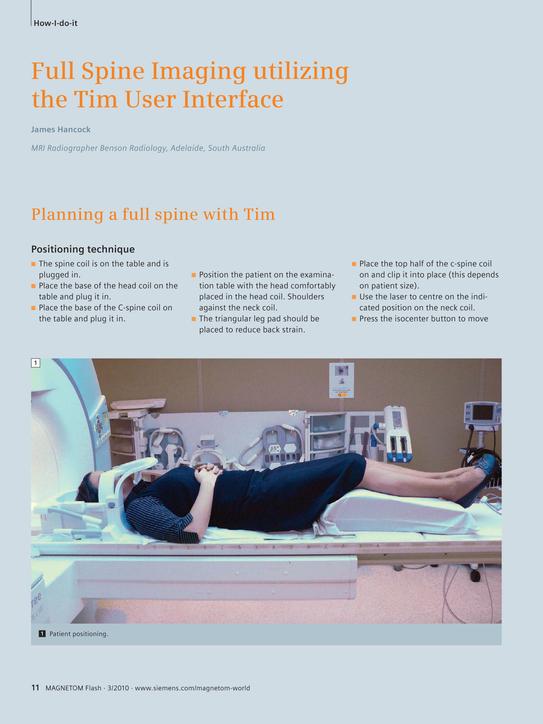 Full Spine Imaging utilizing the Tim User Interface