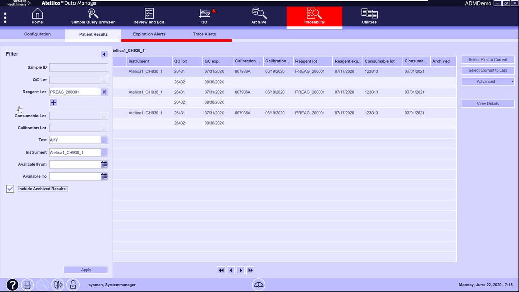 Algorithmica Data Management Console Atellica Data Manager