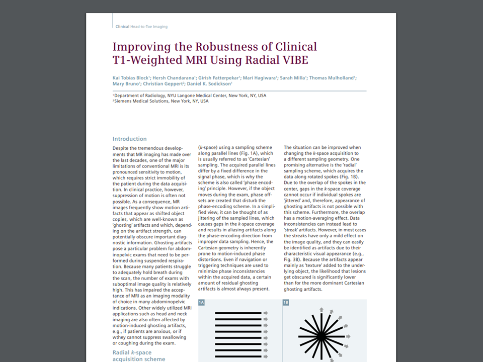 Improving the Robustness of Clinical T1-Weighted MRI Using Radial VIBE