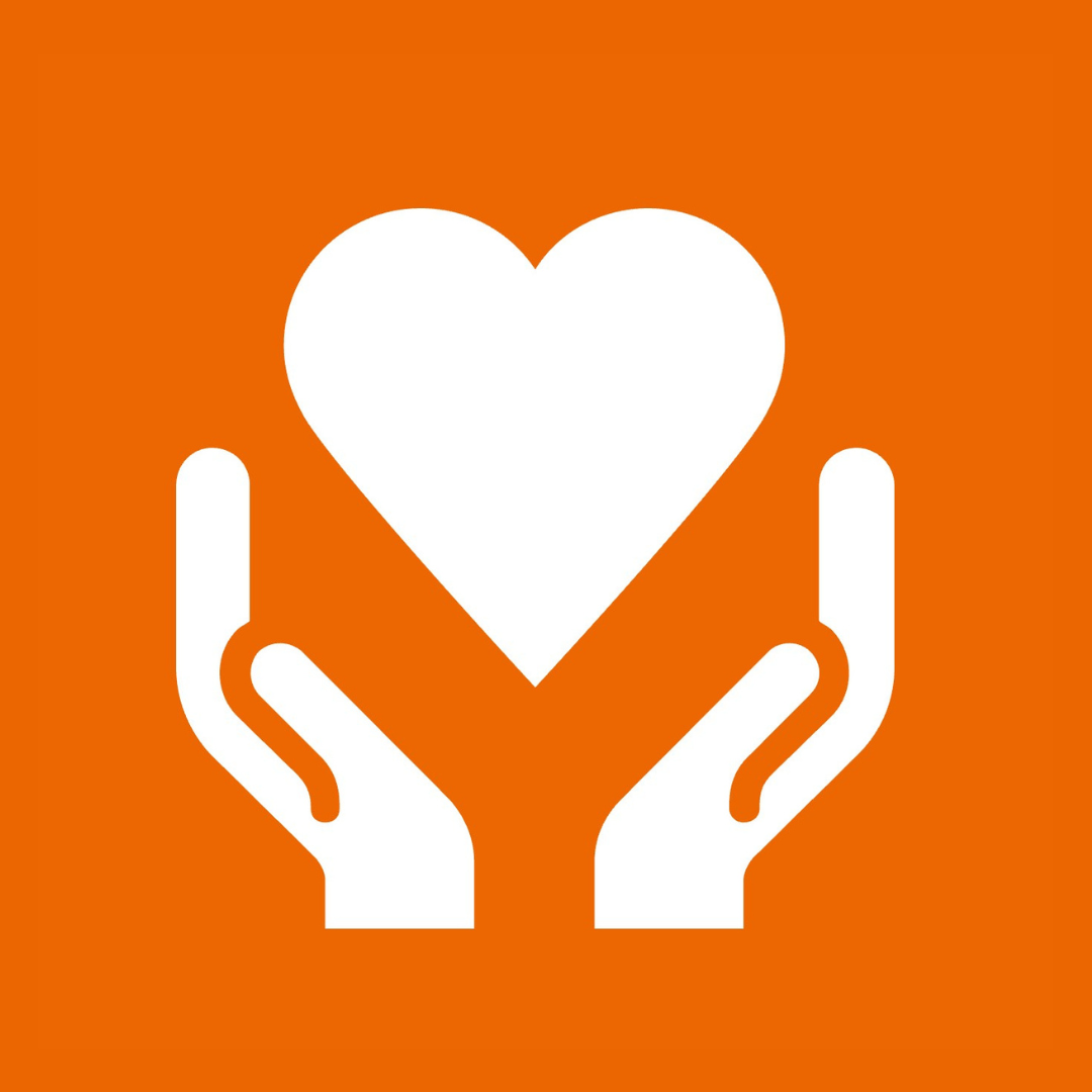 Hands holding a heart icon