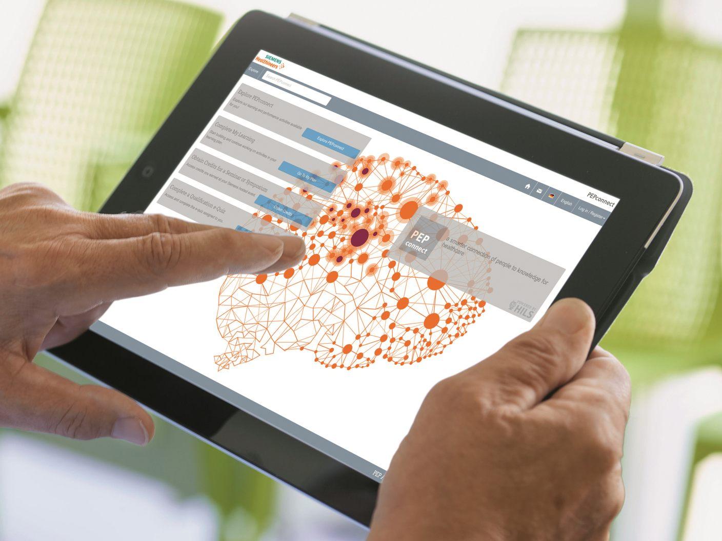 A tablet displaying the PEPconnect interface