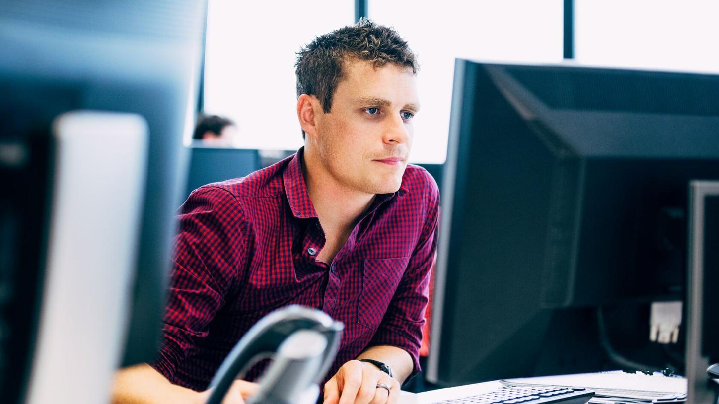 Man studying on computer
