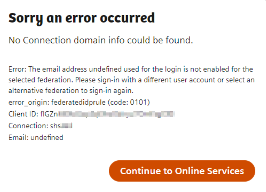 Healthineers-ID error message