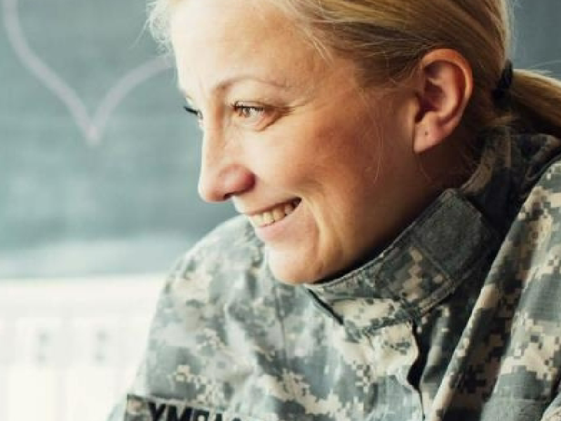 Female veteran smiling