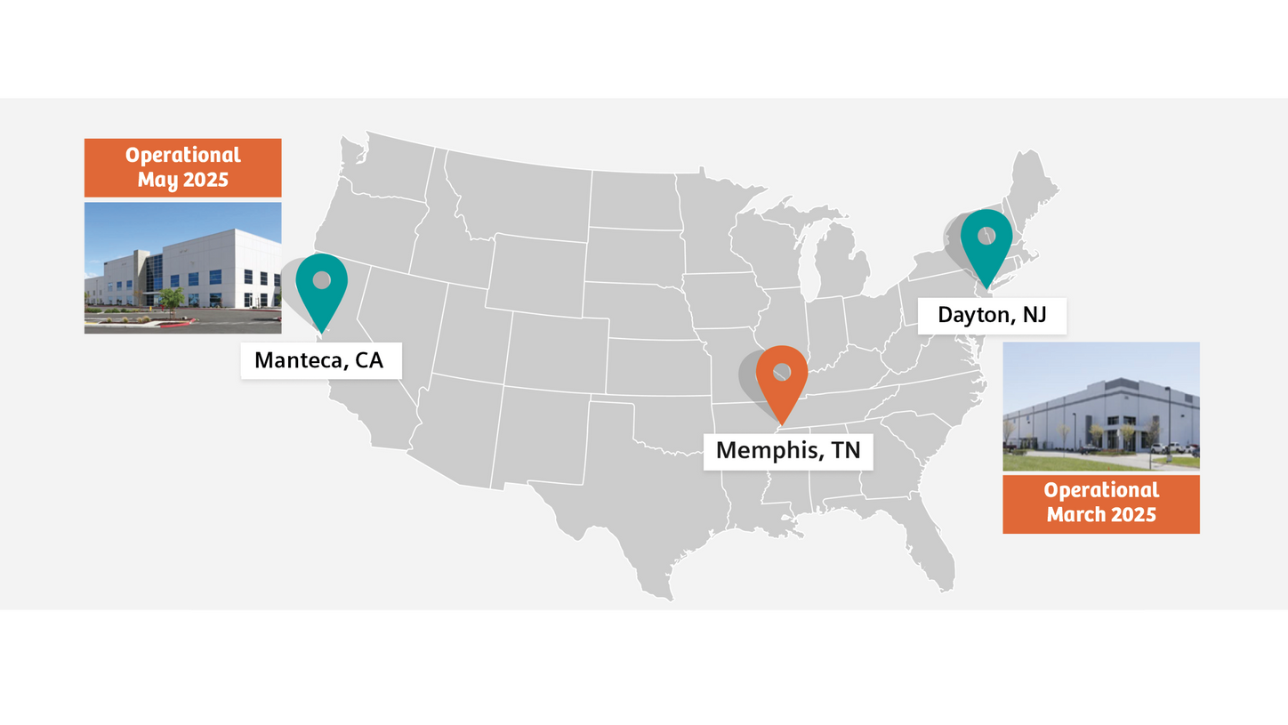 Our New Jersey parts depot has been open since March 2025 and our California depot has been open since May 2025