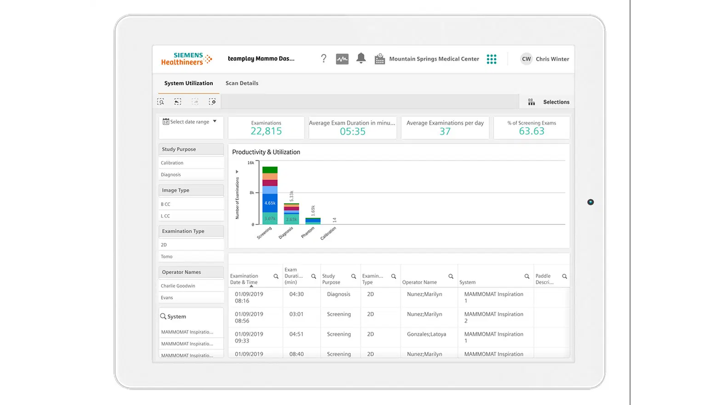 teamplay app in a tablet