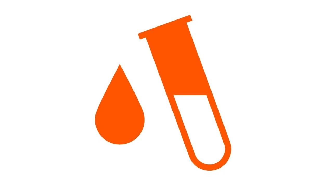 Illustration of a blood drop and test tube representing D-dimer testing and analytical confidence.