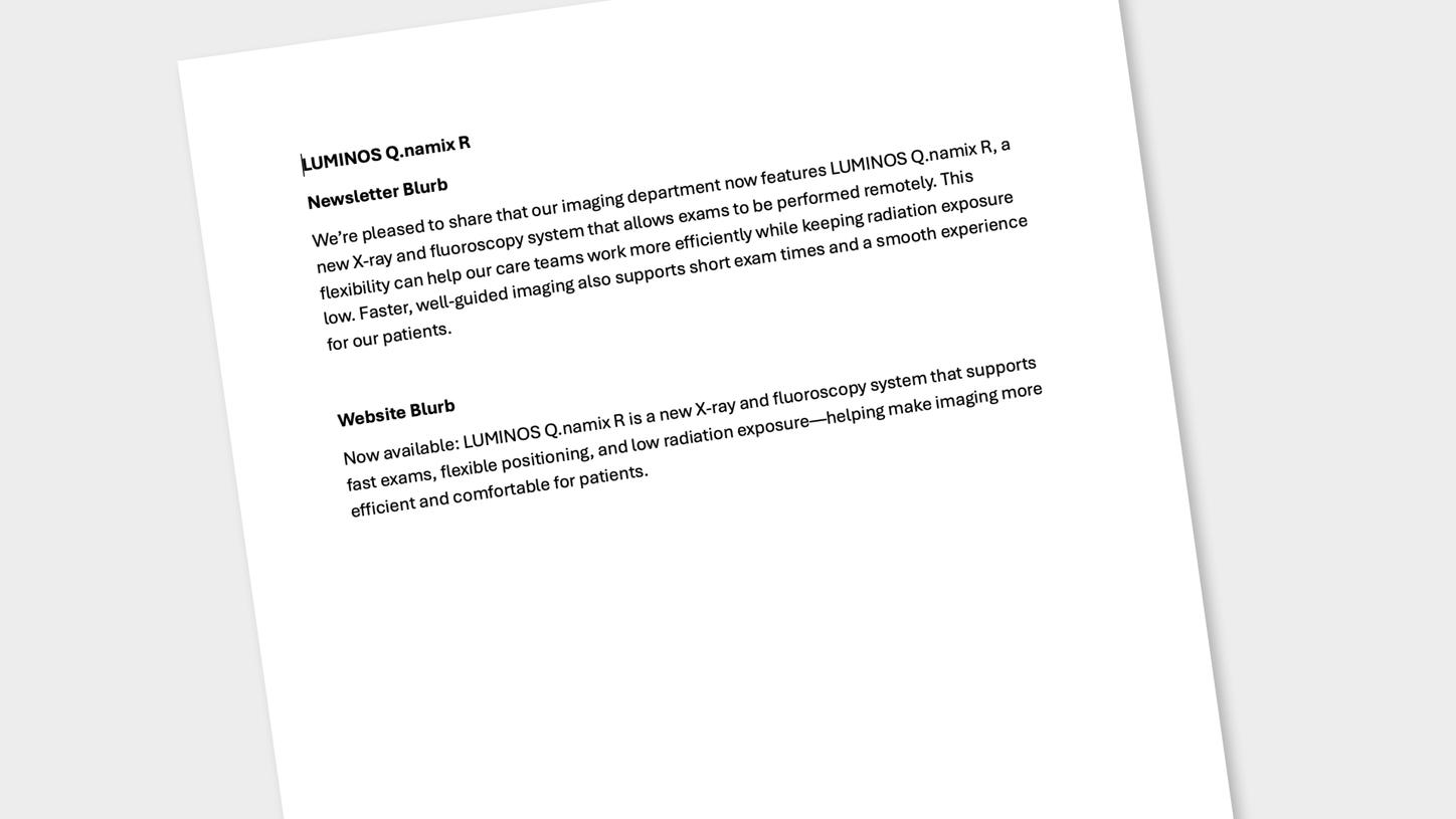 LUMINOS Q.namix R email example