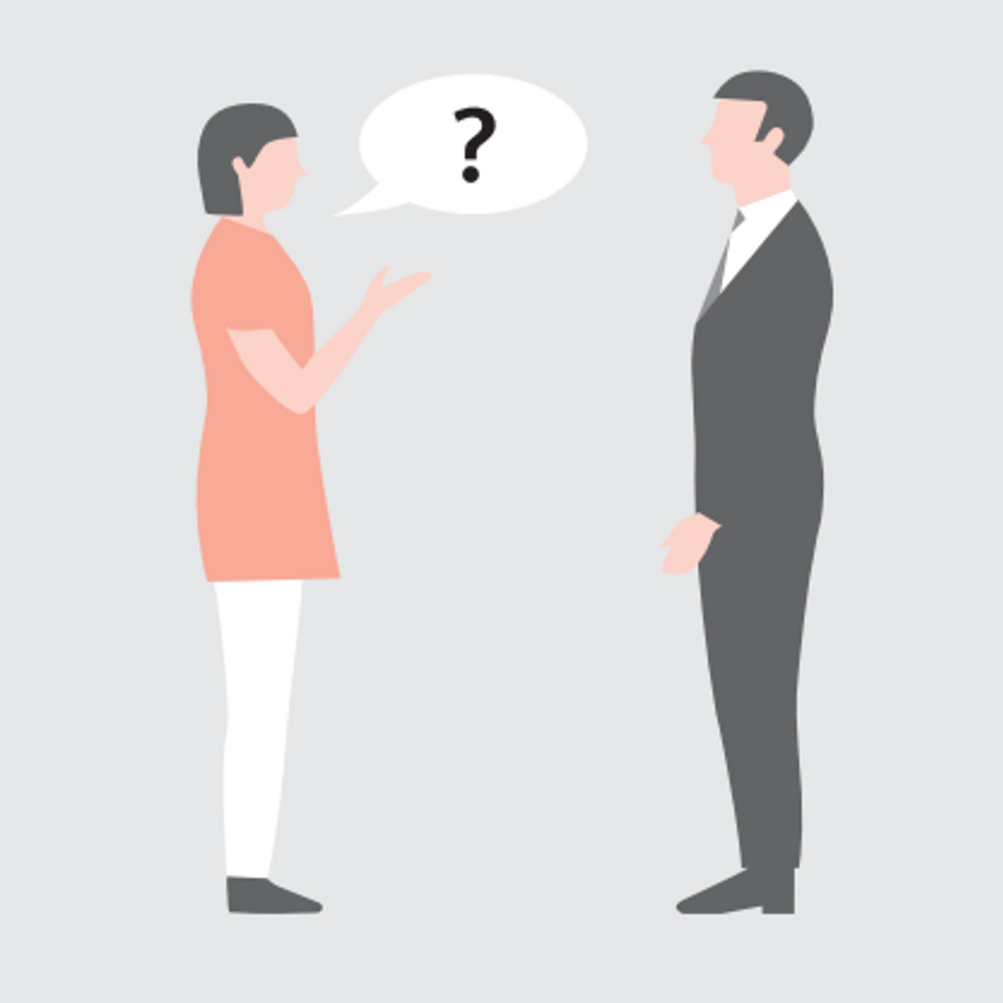 Woman speaks to a man