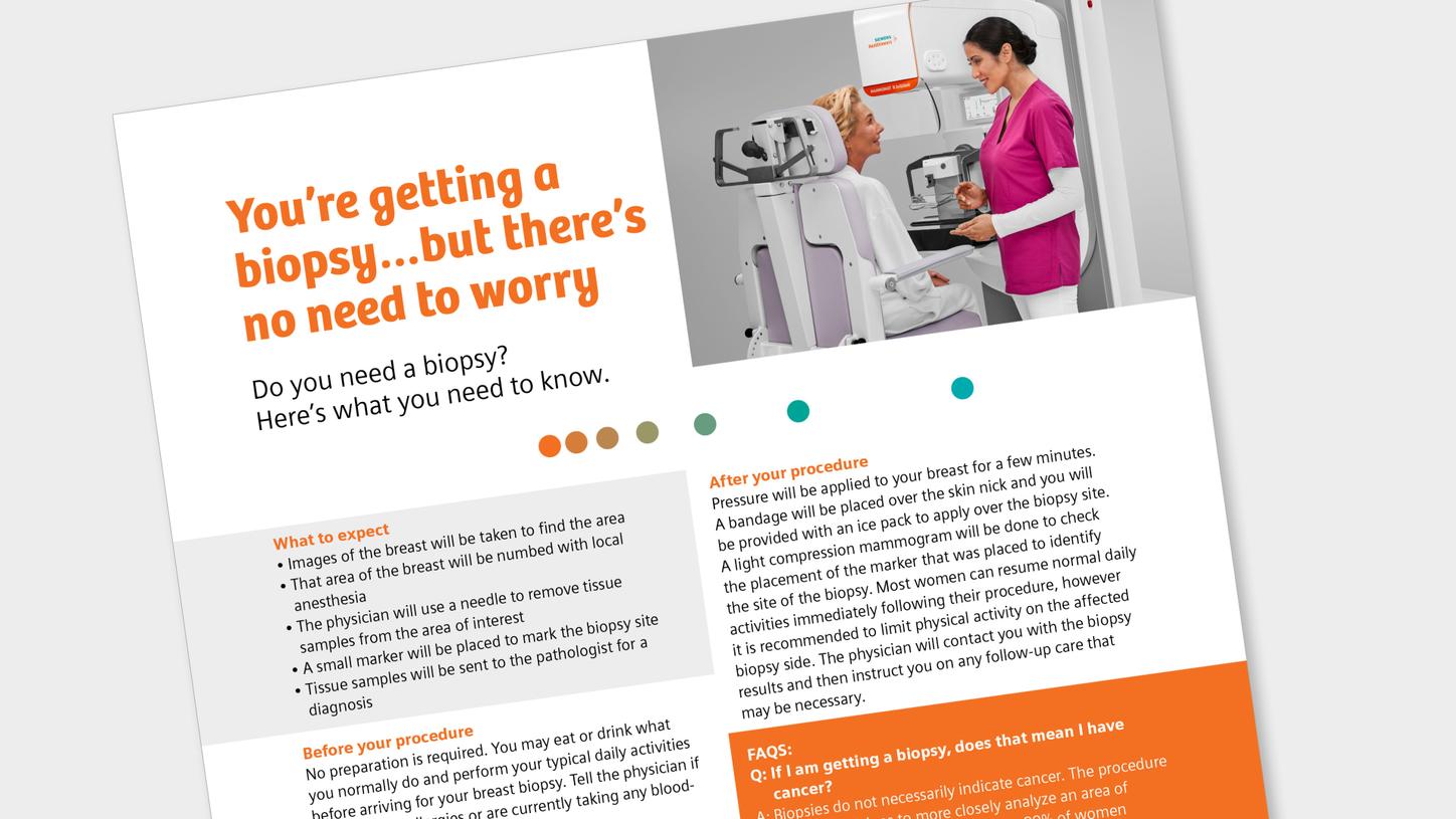 Image of a breast biopsy flyer