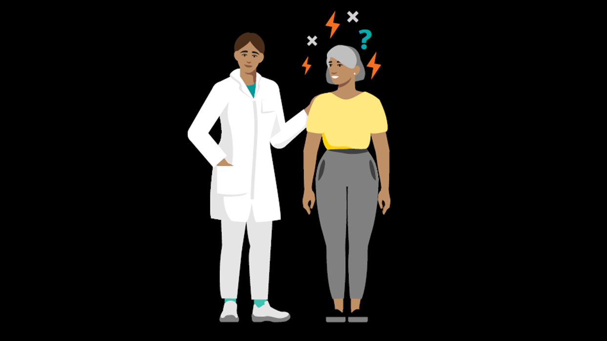 Illustration of healthcare profession with an Alzheimer's patient