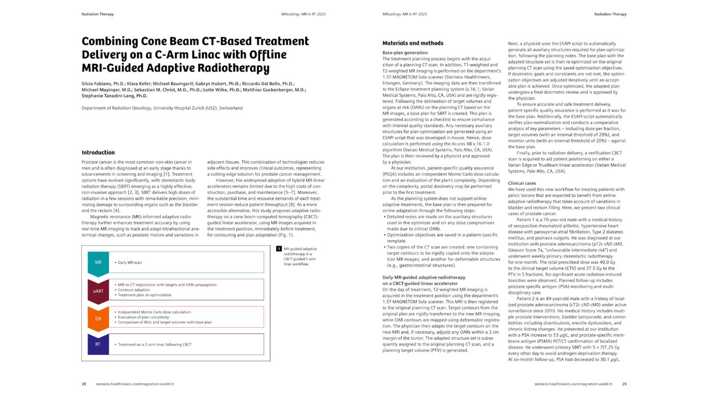 Teaser Image PDF article "Combining Cone Beam CT-Based Treatment Delivery on a C-Arm Linac with Offline MRI-Guided Adaptive Radiotherapy"