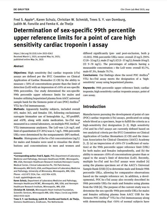 White paper: High-sensitivity cardiac troponin I assay at the point of care