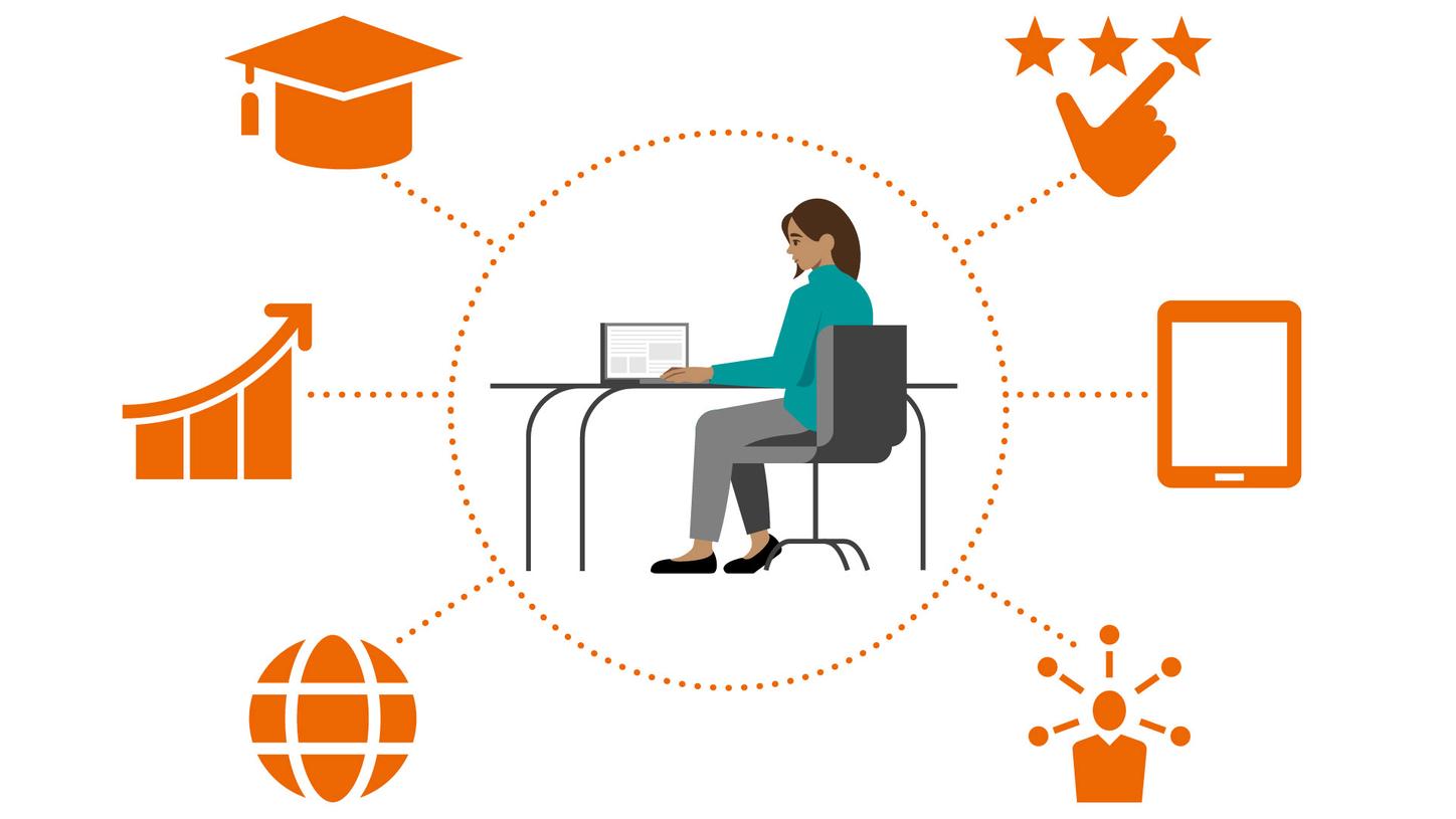 Illustration of a person attending online classes