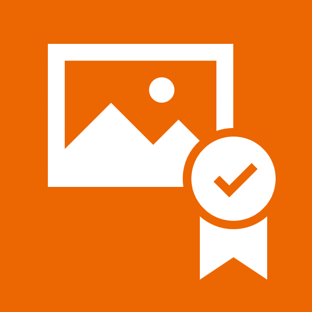 icon of a framed image with an award ribbon