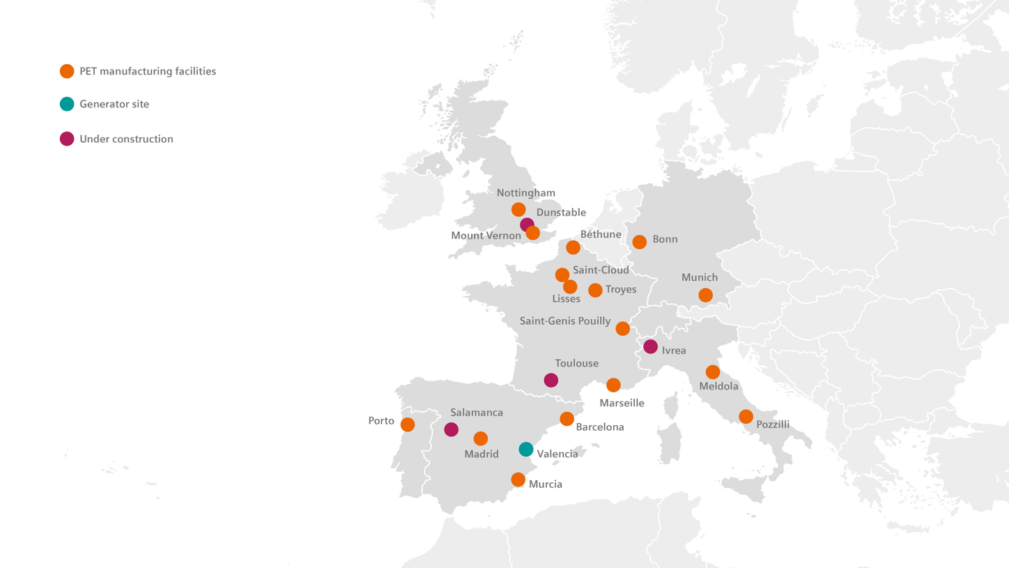 Map of Radiopharma locations within Europe
