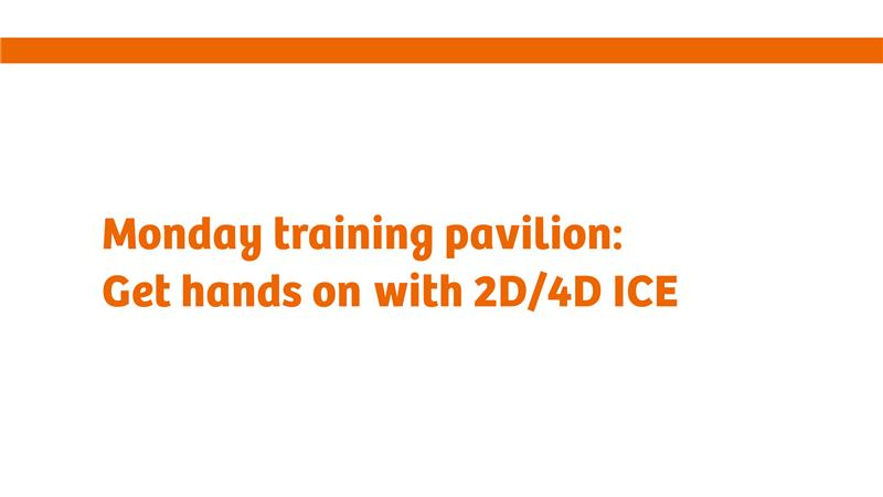 "Monday training pavilion: Get hands on with 2D/4D ICE"