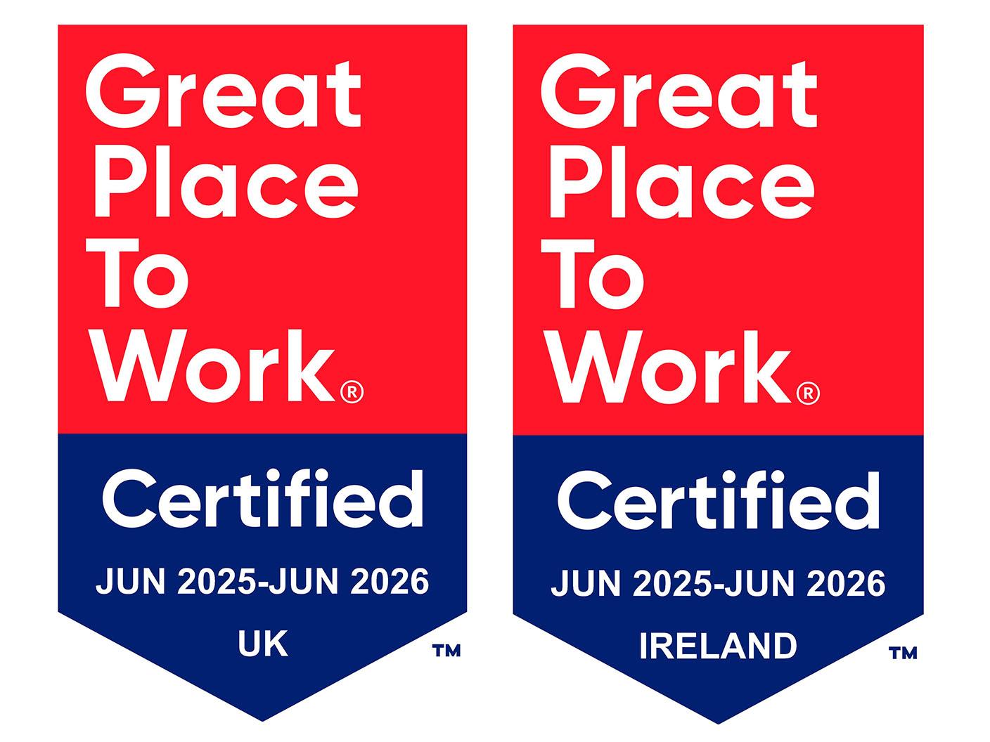 Great Place to Work UK and Ireland badge