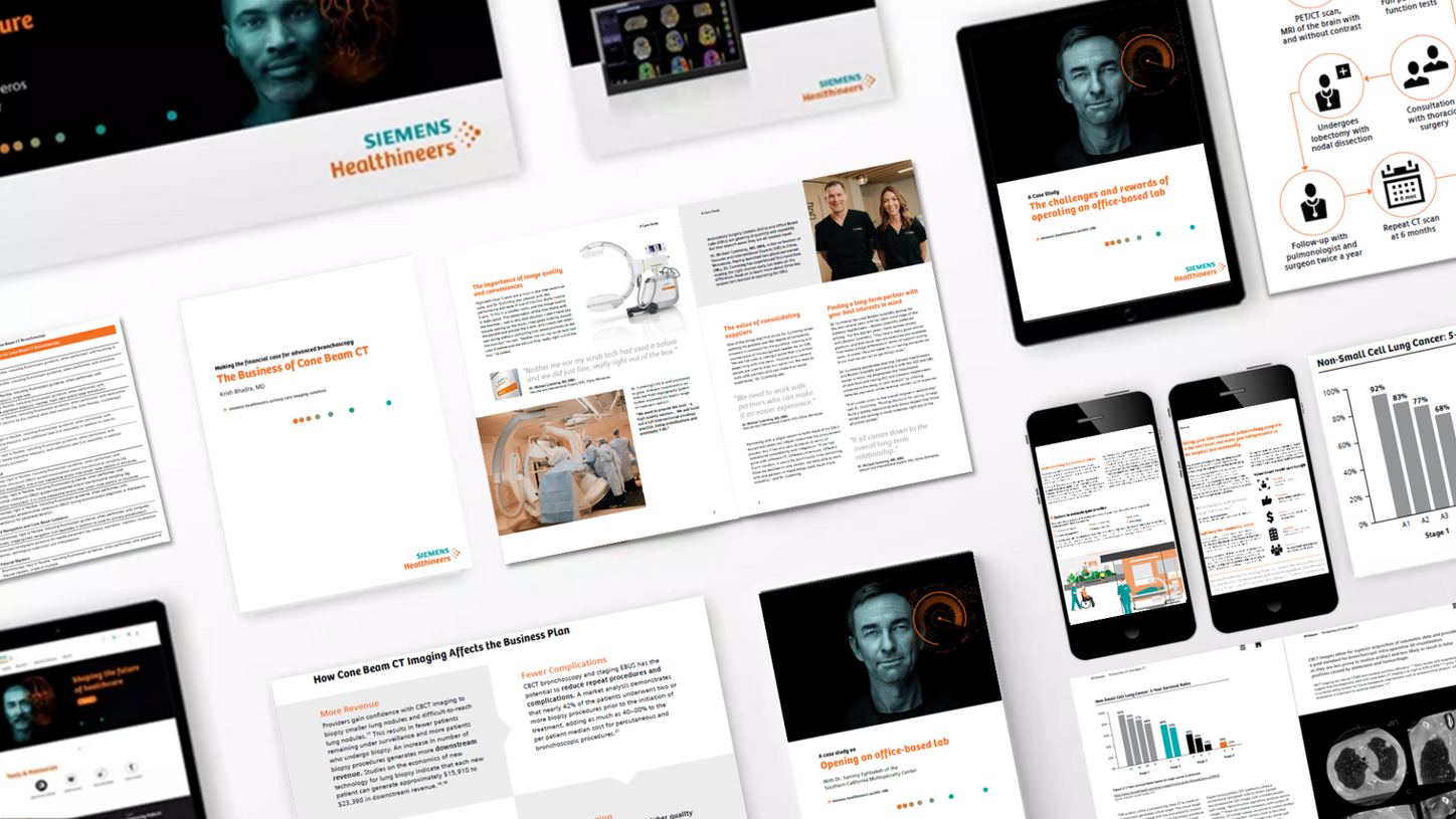 A collage of educational material focused on mobile imaging for lung care