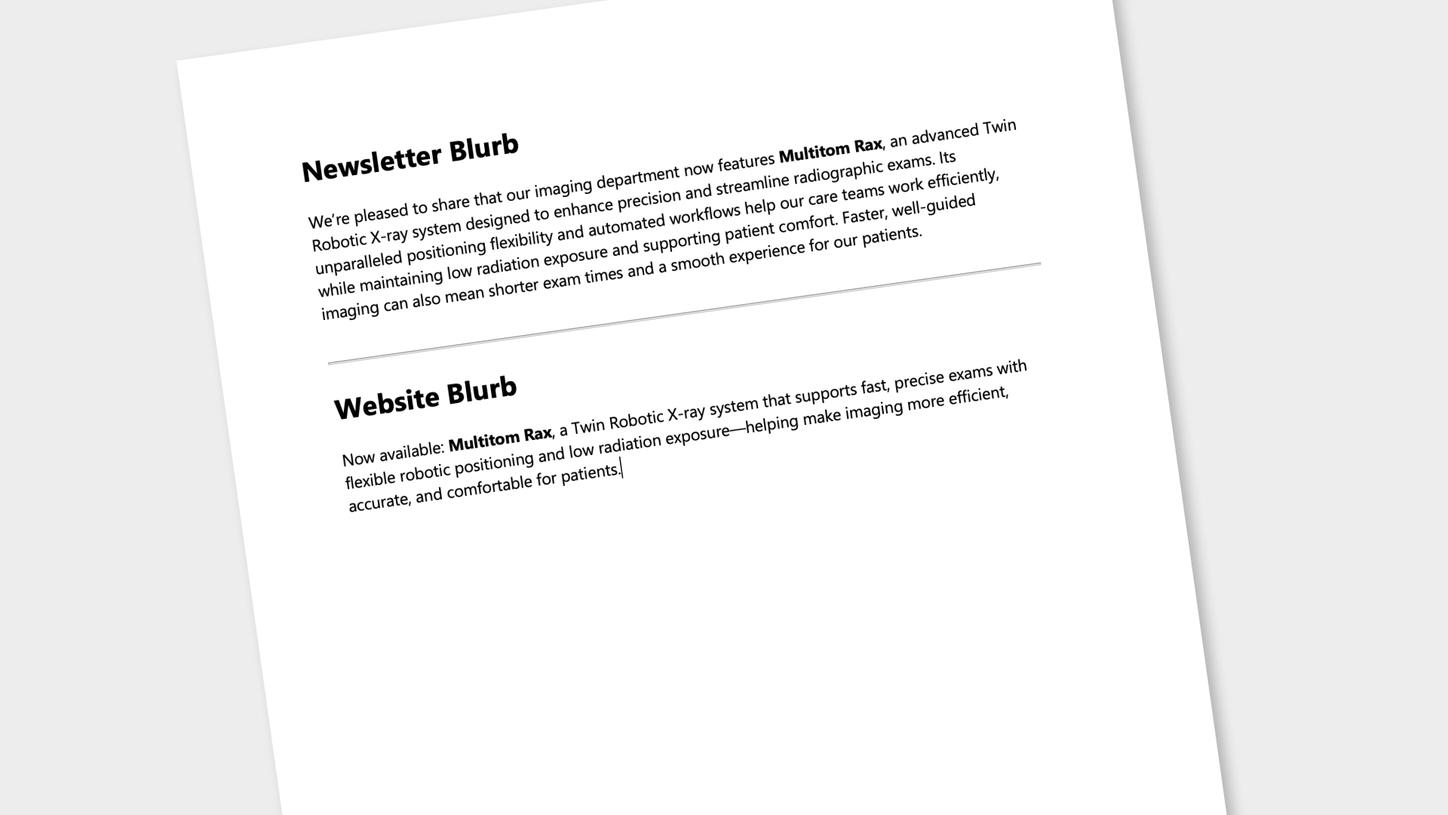 Multitom Rax newsletter example