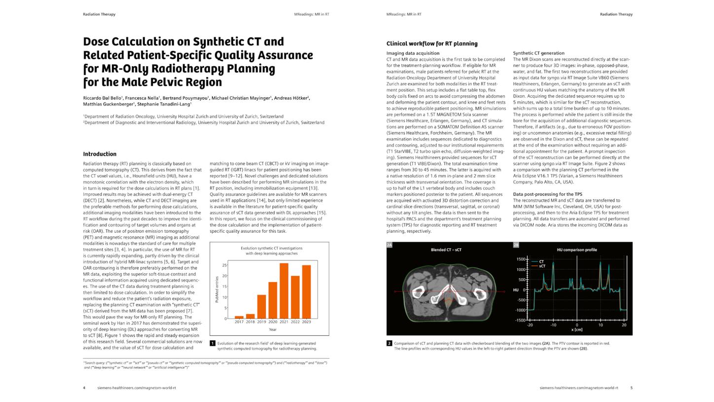 Teaser Image of the PDF Article "Dose Calculation on Synthetic CT and Related Patient-Specific Quality Assurance for MR-Only Radiotherapy Planning"