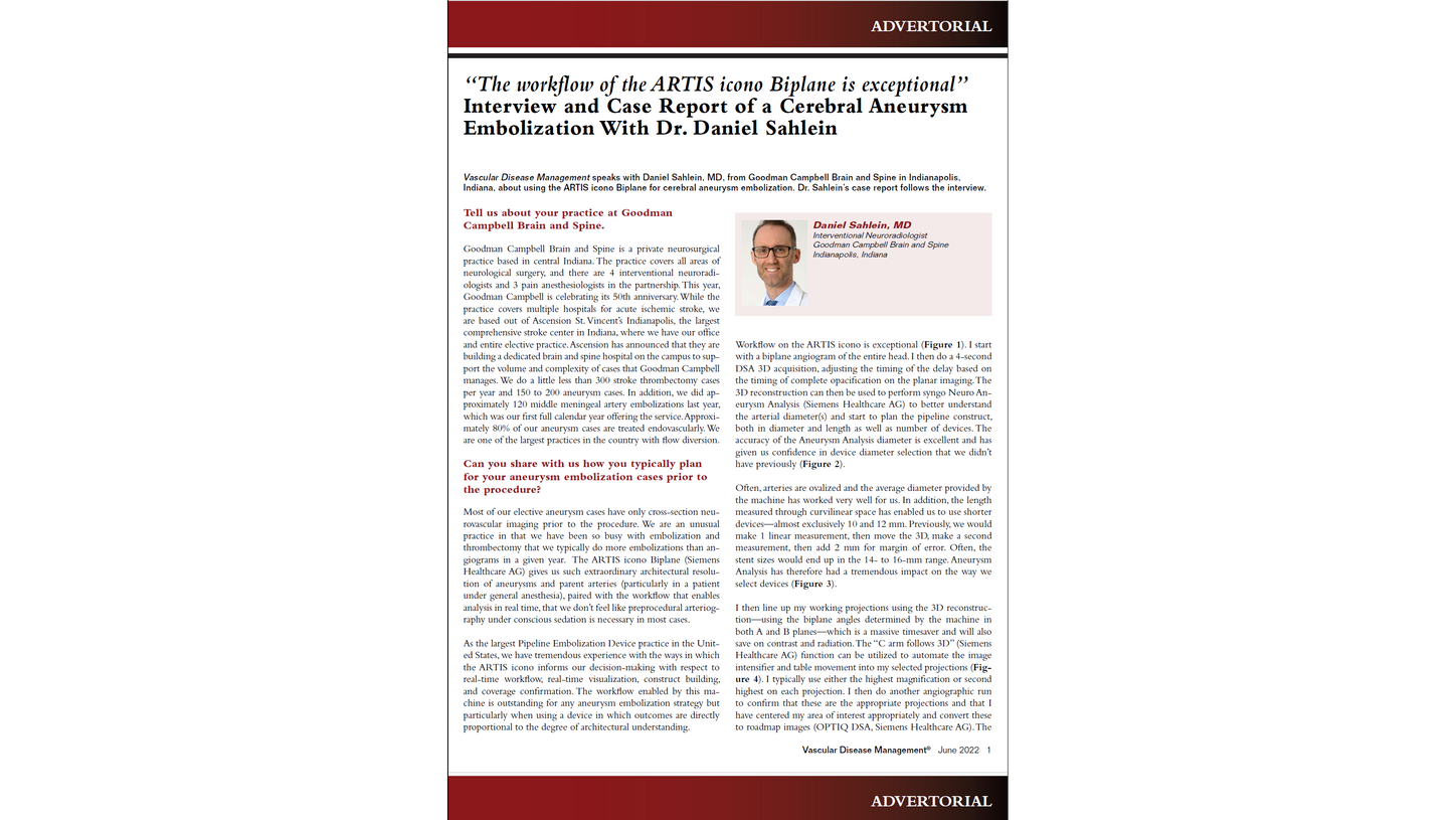 First page of Advertorial with Dr Sahlein