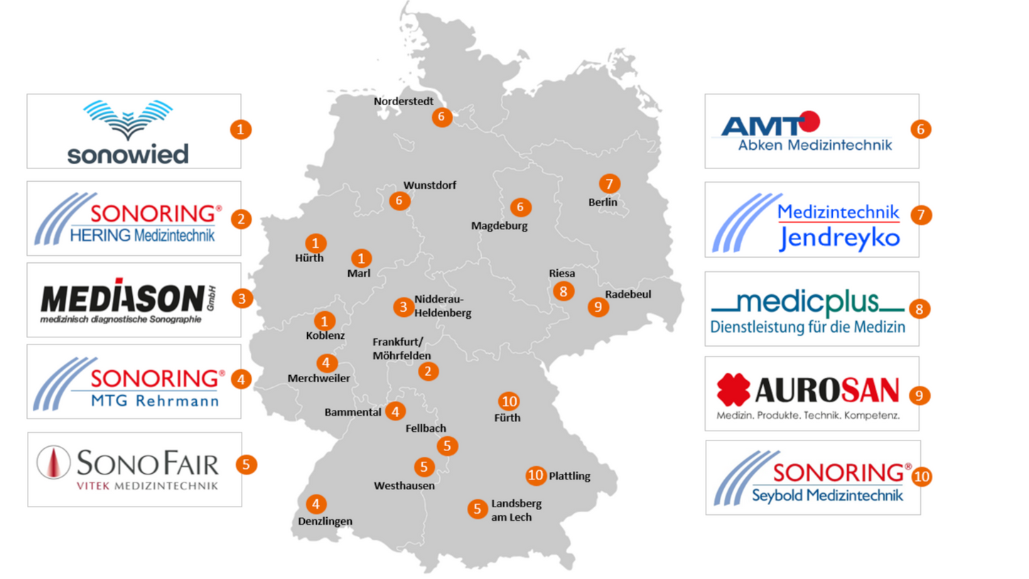 Deutschlandkarte Ultraschall Fachhandelspartner