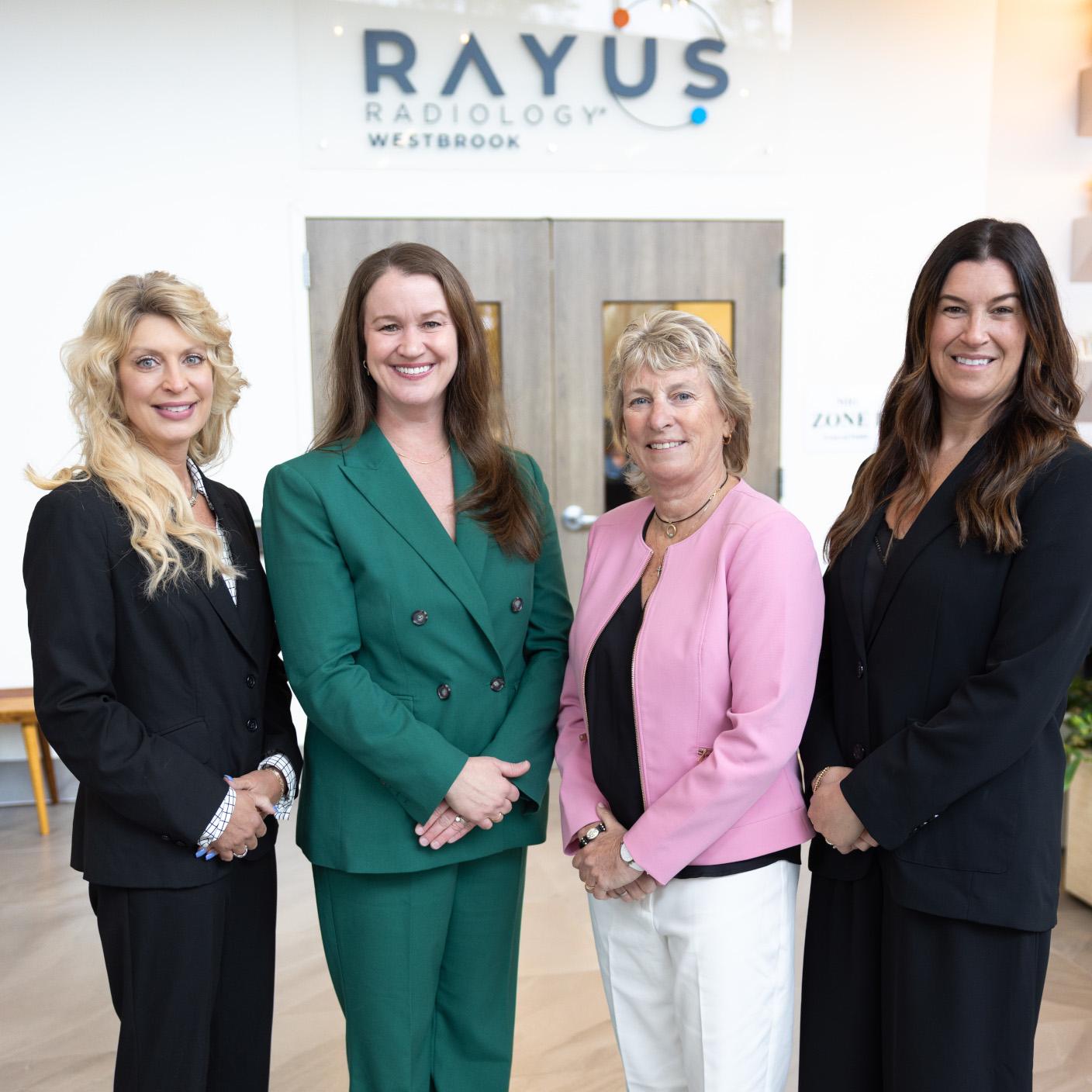 (Left to right) Lori Wright, Vice President of Market Success, Rayus Radiology; Megan Walwander, Director of Sales Training and Programs, PETNET Solutions; Angela Murray, Regional Sales Director NE, PETNET Solutions; and Jamie Lodovici, Territory manager NE, PETNET Solutions;