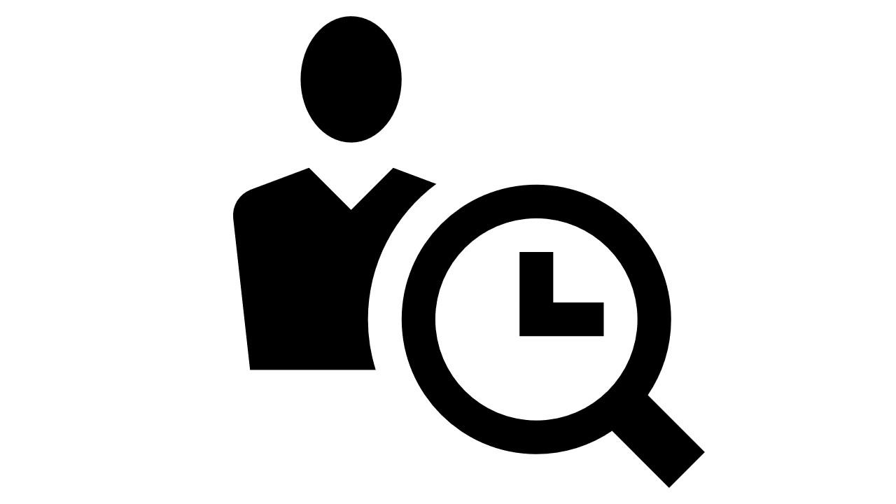 Icon of a person with a clock symbolizing efficiency
