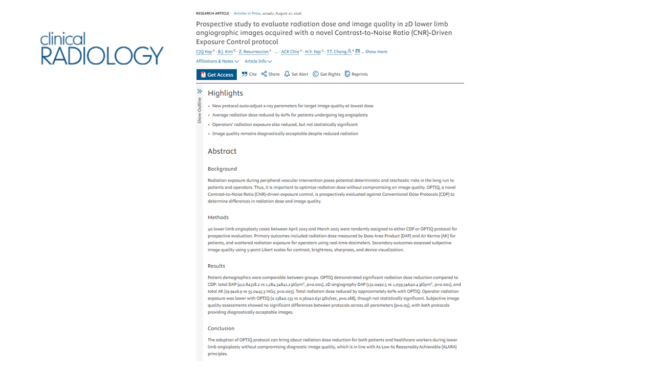 Prospective study to evaluate radiation dose and image quality in 2D lower limb angiographic images