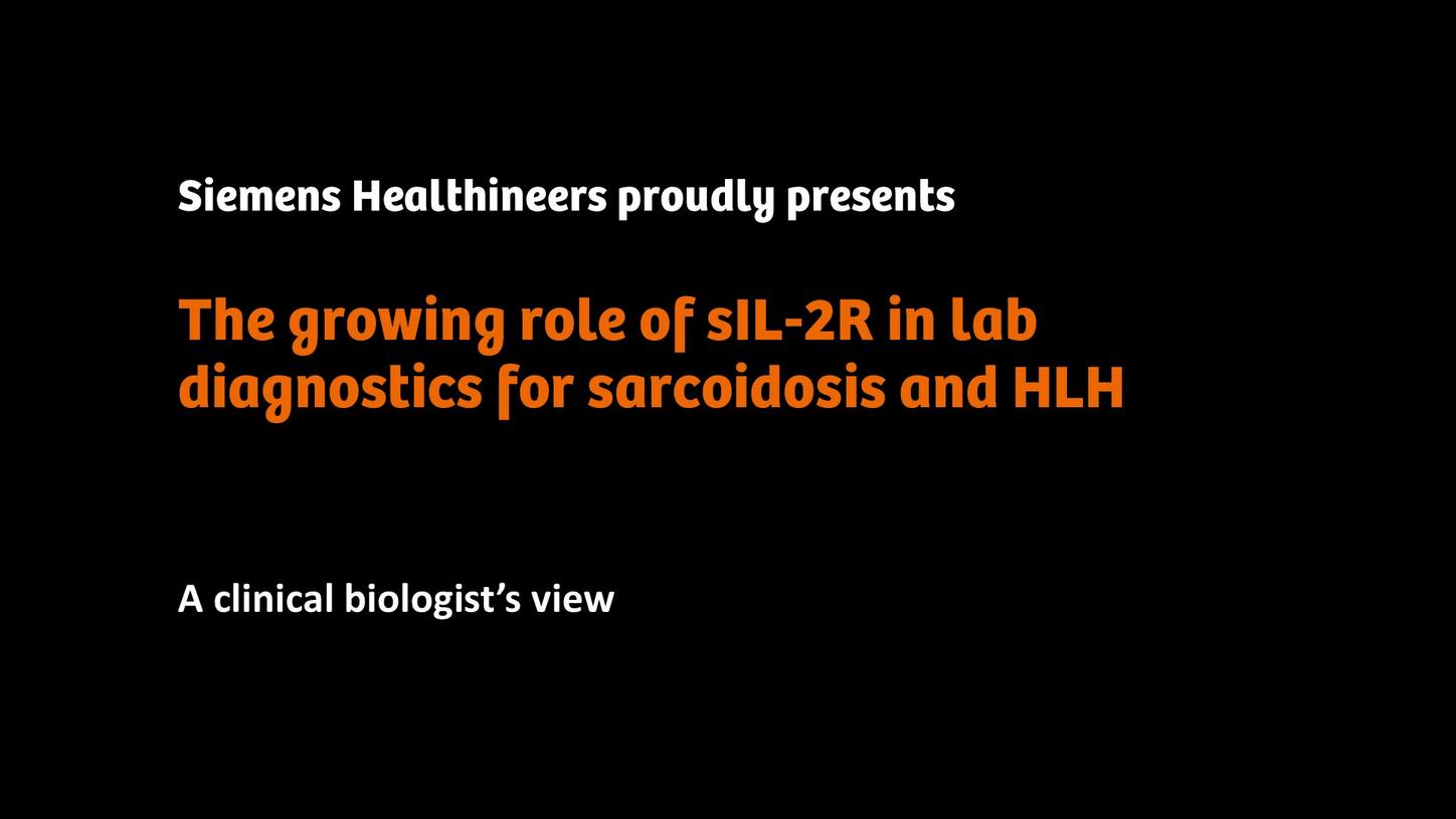 Title screen for a presentation on the role of sIL-2R in laboratory diagnostics for sarcoidosis and HLH.